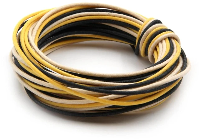 Main image of 30 Feet (10-white/10-black/10-yellow) Gavitt Cloth-covered Pre-tinned 7-strand Pushback 22awg Vintage-style Guitar Wire