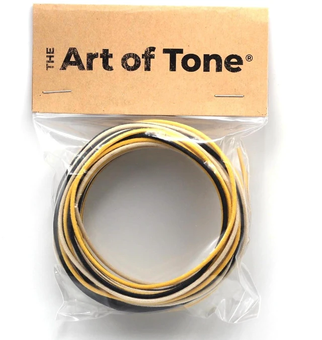 Alt view image 2 of 7 - 30 Feet (10-white/10-black/10-yellow) Gavitt Cloth-covered Pre-tinned 7-strand Pushback 22awg Vintage-style Guitar Wire