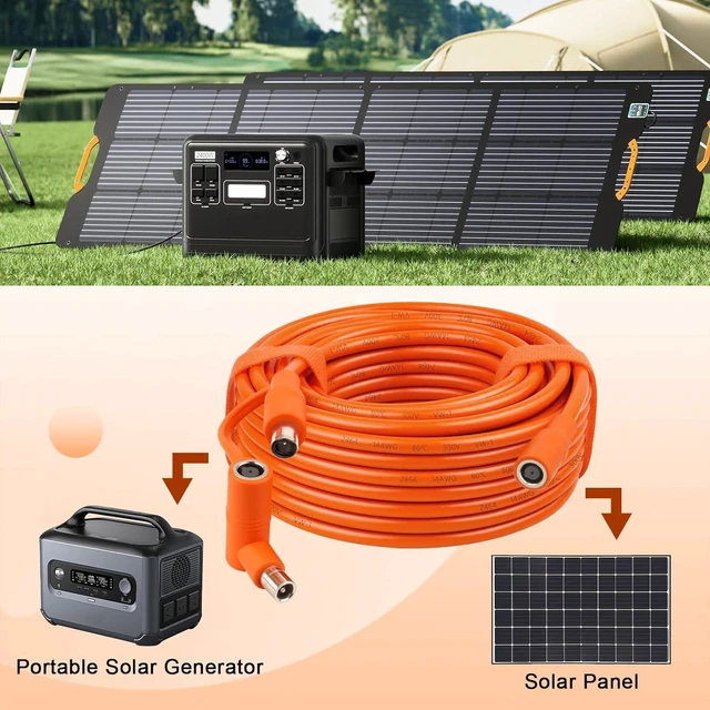 Alt view image 6 of 7 - MOOKEERF 14AWG DC 8mm Extension Cable for Solar Panel 30FT,DC7909 Solar Panel Cable Female to Male with DC8020 Male Adapter Compatible with Aker,GZ Yeti,BLUETT,Jackery Portable Power Station - 30 Foot