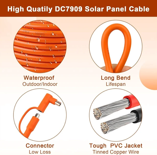 Alt view image 3 of 7 - MOOKEERF 14AWG DC 8mm Extension Cable for Solar Panel 30FT,DC7909 Solar Panel Cable Female to Male with DC8020 Male Adapter Compatible with Aker,GZ Yeti,BLUETT,Jackery Portable Power Station - 30 Foot