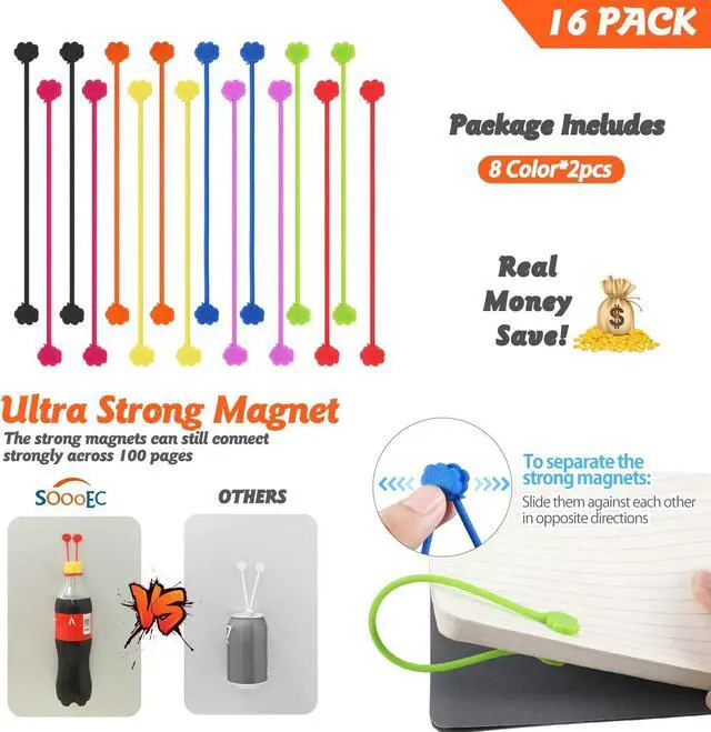Alt view image 7 of 7 - Magnetic Cable Ties, 16 Pack 7.2" Strong Magnetic Cord Ties Cute Cloud Dialogue Design, Silicone Twist Tie with Magnet Reusable 8 Assorted Colors X2 by SOOOEC