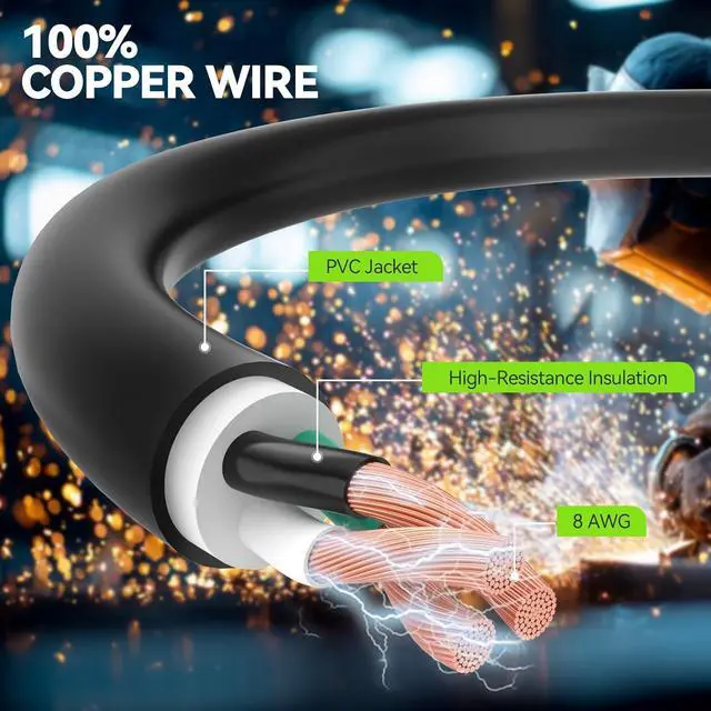 Alt view image 2 of 7 - RVGUARD 250V 40 Feet Welder Extension Cord, Heavy Duty 8 AWG NEMA 6-50 STW Welding Cord with Power Indicator End, ETL Listed