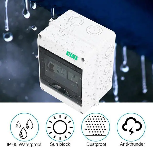 Alt view image 4 of 7 - Distribution Box 1 Way 15A 110250VAC IP65 Waterproof Outdoor Circuit Breaker Protection Case Power Distributor