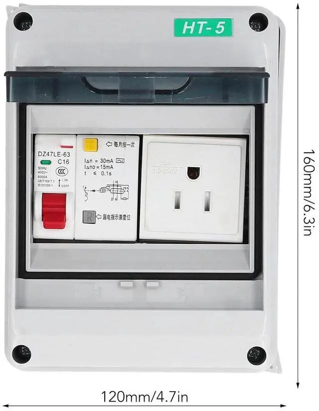 Alt view image 6 of 7 - Distribution Box 1 Way 15A 110250VAC IP65 Waterproof Outdoor Circuit Breaker Protection Case Power Distributor