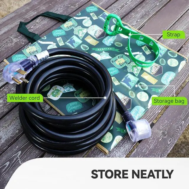 Alt view image 5 of 7 - RVGUARD 250V 40 Feet Welder Extension Cord, Heavy Duty 8 AWG NEMA 6-50 STW Welding Cord with Power Indicator End, ETL Listed