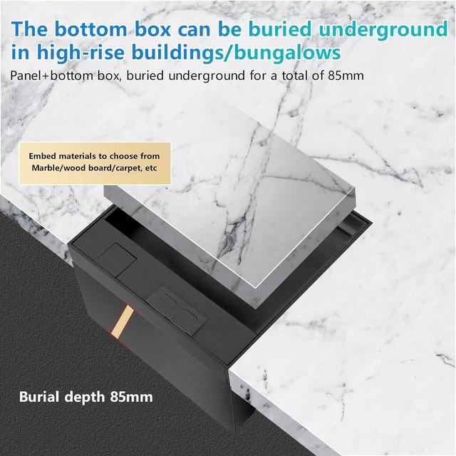 Alt view image 5 of 7 - KYHSHJ Recessed Flat Hidden Socket Kit with Recessed Duplex 15A and 5V 2.4A 1 USB-A Ports &1 USB-C Port USB Charging Ports.Corrosive Resistant Hardware,Black