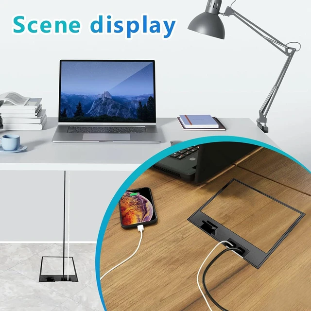 Alt view image 7 of 7 - KYHSHJ Recessed Flat Hidden Socket Kit with Recessed Duplex 15A and 5V 2.4A 1 USB-A Ports &1 USB-C Port USB Charging Ports.Corrosive Resistant Hardware,Black