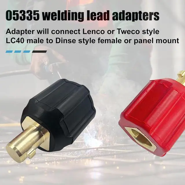 Alt view image 5 of 7 - 05335 Welding Leads Adapter Set, Dinse-Type Machine Plug Connector, Connect Lenco or Tweco Style LC40 Male to Dinse Style Female, Includes 1 Red and 1 Black adapter, Welder Cable Terminal Adapter