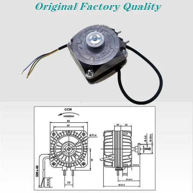 Alt view image 6 of 6 - M4Q045-CA27-04 AC Fan Motor 115V 0.50A 36/10W 1550RPM Shaded Pole Condenser Motor for Refrigeration Equipment, Freezer, 50/60Hz, 4 Pole,OEM