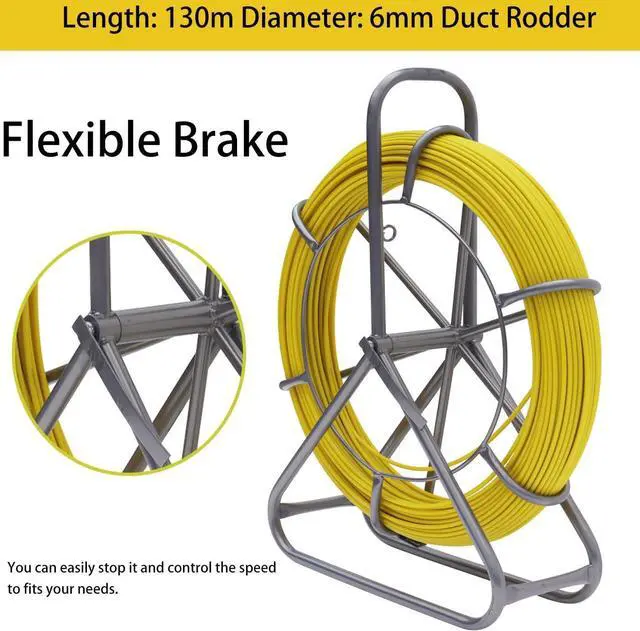 Alt view image 2 of 7 - TECHTONGDA Duct Rodder Fiberglass Fish Tape 6mmX 130M/425ftWire Cable Running Rod Duct Rodder Fishtape Puller