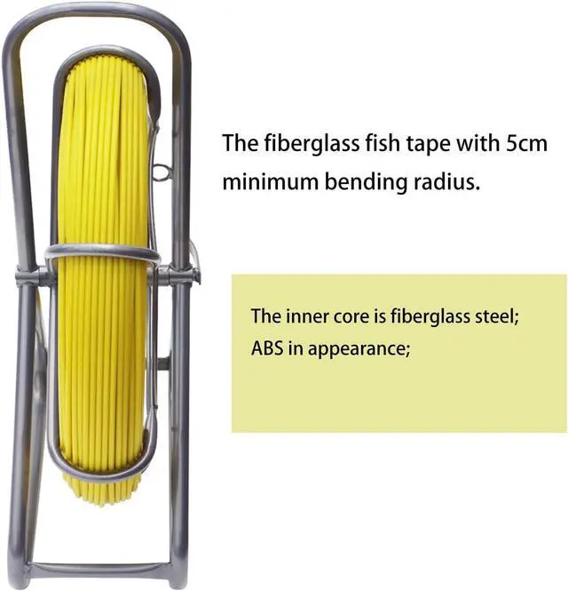 Alt view image 7 of 7 - TECHTONGDA Duct Rodder Fiberglass Fish Tape 6mmX 130M/425ftWire Cable Running Rod Duct Rodder Fishtape Puller