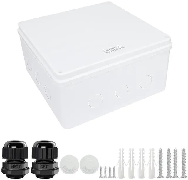Main image of LeMotech Junction Box, Electrical Box IP65 Water Resistant Dustproof ABS Plastic Project Enclosure for Electronics White, External Size 11.8 x 11.8 x 5.9 inch