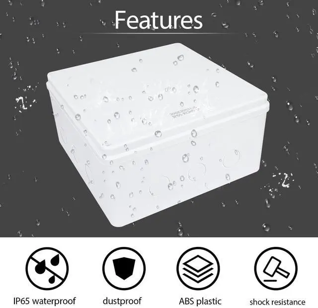 Alt view image 5 of 7 - LeMotech Junction Box, Electrical Box IP65 Water Resistant Dustproof ABS Plastic Project Enclosure for Electronics White, External Size 11.8 x 11.8 x 5.9 inch