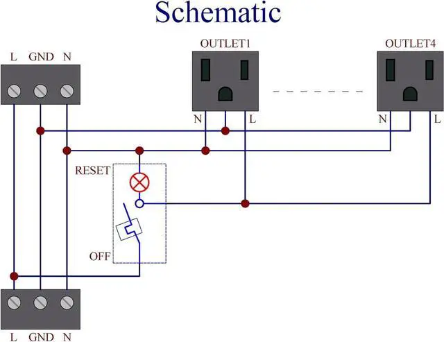 Alt view image 4 of 7 - DIN Rail Mount AC 120V NEMA 5-15R 4 Receptacles Outlet Power Strip Module, with Rocker Switch Thermal Circuit Breaker Overload Protector