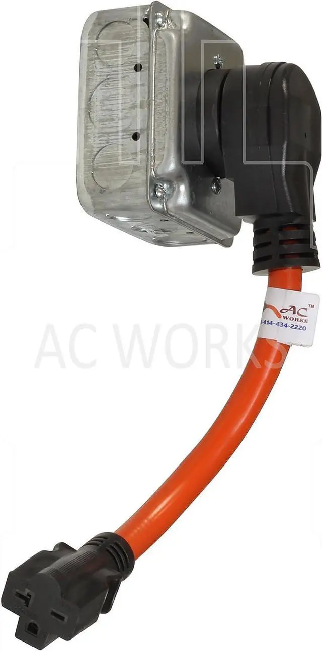 Alt view image 6 of 6 - AC WORKS 30 Amp 4-Prong Dryer Wall Outlet Adapter (To 6-20 20A 250V HVAC-Flexible)