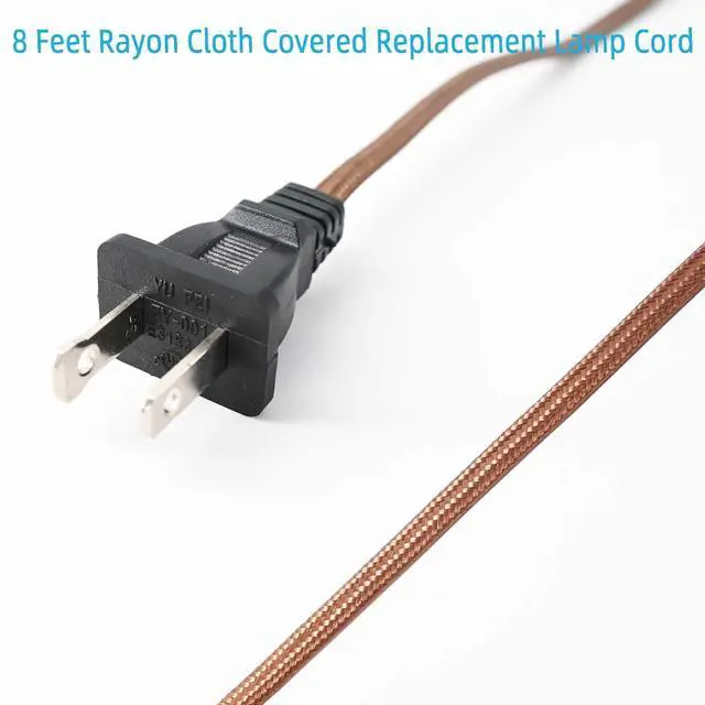 Alt view image 3 of 6 - 8 Feet Rayon Cloth Covered Replacement Lamp Cord with End Plug for Antique Lamp Repair DIY Project, SPT-1 Electric Wire,18 AWG, Stripped Ends,4 Pack,Brown Color