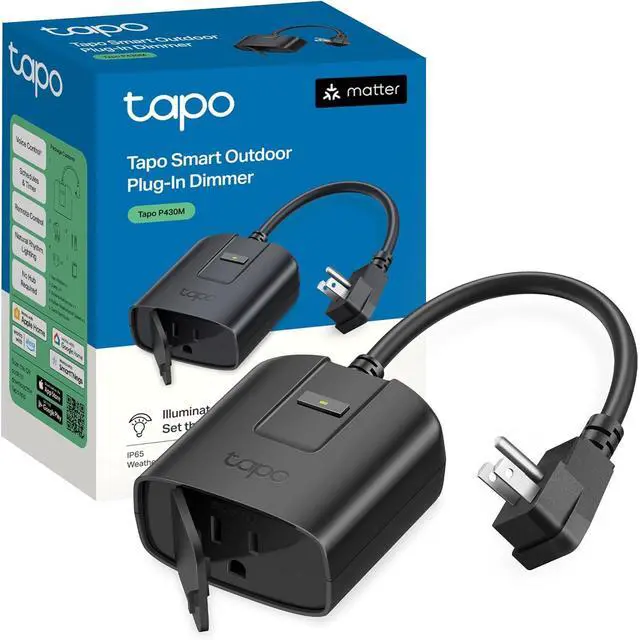 Main image of Tapo Outdoor Smart Dimmer Plug Wi-Fi, IP65 Plug-in Dimmer for Outdoor String Lights, Matter Compatible, Energy Monitoring, Works w/Apple Home, Alexa, Google Assistant, ETL Certified, P430M