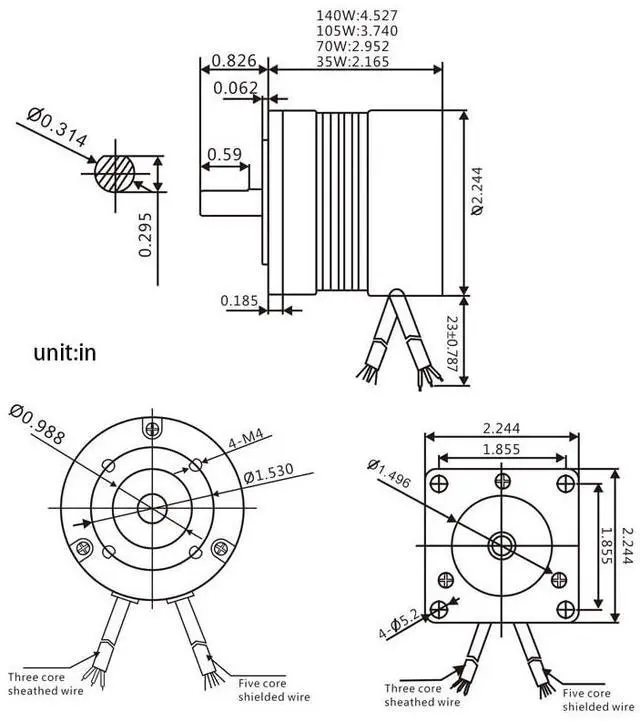 Alt view image 2 of 5 - 57 BLDC 3000RPM Brushless DC Motor 35W 24V Low Noise BLDC Motor with Hall-Sensor (35W Motor)