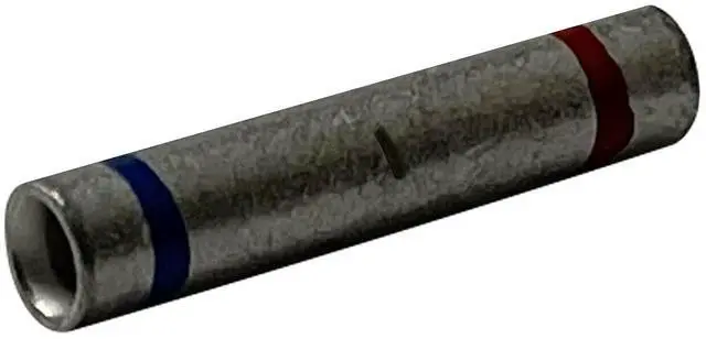 Main image of (100) Non-Insulated 22-18 to 16-14 Gauge Step Down Butt Splice Connector Uninsulated Wire Terminal - USA Made