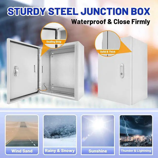 Alt view image 3 of 7 - Outdoor Electrical Box 12 x 10 x 6''D NEMA 4X Enclosure Steel Box, Waterproof & Dustproof Outdoor/Indoor Lockable Electrical Junction Box, with Mounting Plate