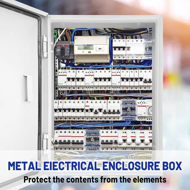 Alt view image 2 of 7 - Outdoor Electrical Box 12 x 10 x 6''D NEMA 4X Enclosure Steel Box, Waterproof & Dustproof Outdoor/Indoor Lockable Electrical Junction Box, with Mounting Plate
