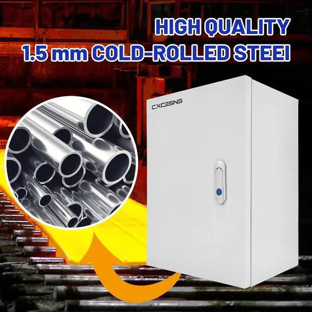 Alt view image 7 of 7 - Outdoor Electrical Box 12 x 10 x 6''D NEMA 4X Enclosure Steel Box, Waterproof & Dustproof Outdoor/Indoor Lockable Electrical Junction Box, with Mounting Plate