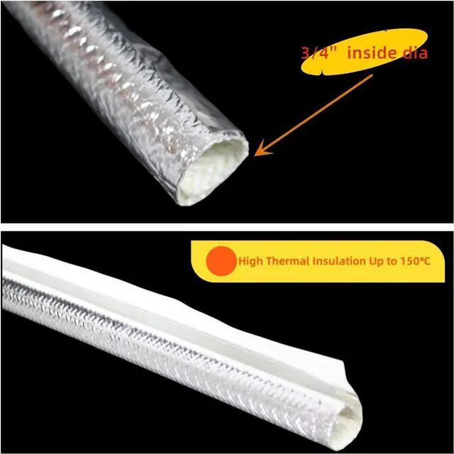 Alt view image 4 of 7 - 19mm - 3/4" Self-wrap Aluminum Heat Shield Sleeve Thermal Reflective Side Entry High Temperature for Hoses, Wire Harnesses, Cables, Automotive, Exhaust 78" (2 Meter)