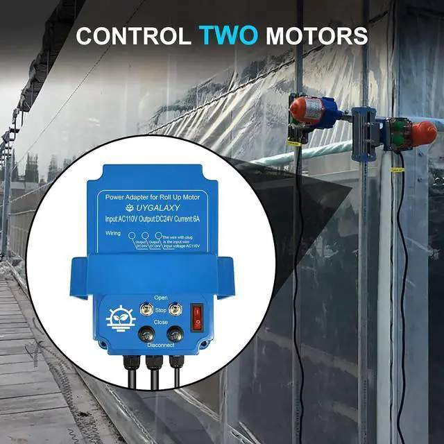 Alt view image 2 of 6 - UYGALAXY Greenhouse Roll Up Motor Controller for Venting with AC110V to DC24V Transformer DPDT 3 Position Controller & Forward Reverse Control 2 Motors(Blue)