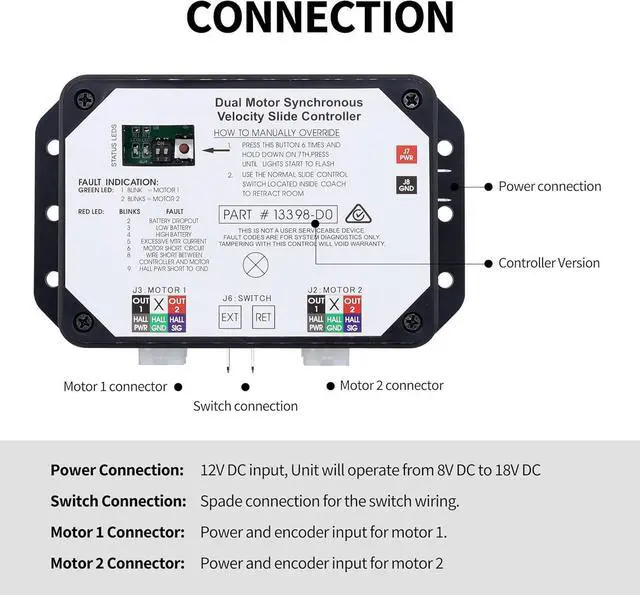 Alt view image 4 of 7 - HiSport OEM 13398DO Dual Motor Synchronous Velocity Slide Controller Replacement for Lippert in Wall Slide Out RV 12V DC
