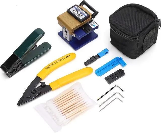 Main image of Professional Fiber Optic Tool Kit Complete FTTH Termination Set with Cleaver Stripper for Fiber Optic Cable Installation, Splicing and Network Maintenance