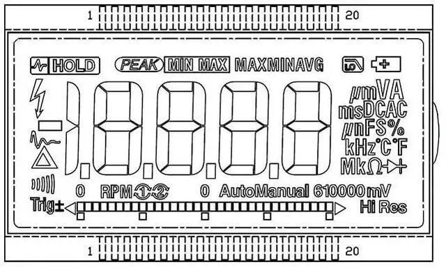 Alt view image 4 of 7 - Display 2065213 Replacement for FLUKE 87V, 88V, 83V Digital Multimeter Green,Black