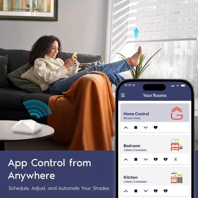 Alt view image 2 of 7 - GoSmart Bridge Matter Smart Home Hub for Motorized Blinds & Curtains Works with Alexa, Google Home, Apple HomeKit, Control4 & SmartThings, Voice Control, Scheduling & Smart Automation