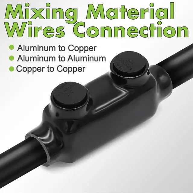 Alt view image 2 of 7 - Insulated Inline Splice Connector 2/0-6 Gauge Wire Connectors Aluminum to Copper Polaris Connectors 7/32" Slotted Allen Hex Insulated Multi-Cable Connector - 4 Pack