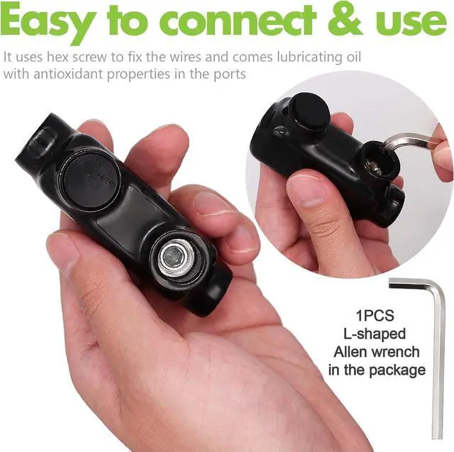 Alt view image 5 of 7 - Insulated Inline Splice Connector 2/0-6 Gauge Wire Connectors Aluminum to Copper Polaris Connectors 7/32" Slotted Allen Hex Insulated Multi-Cable Connector - 4 Pack