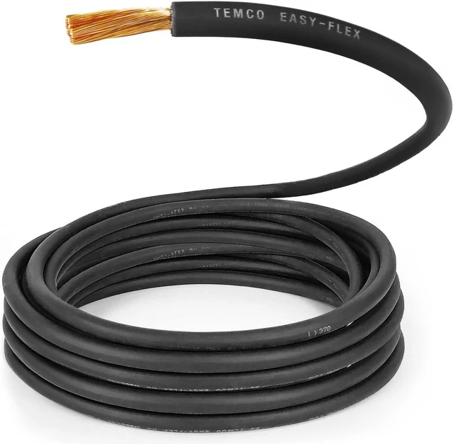 Main image of TEMCo 6 Gauge AWG 10 Ft Black Flexible Pure Copper Made in USA Welding Cable Battery Wire - Heavy Duty Solar, Inverter, Car, RV, Truck
