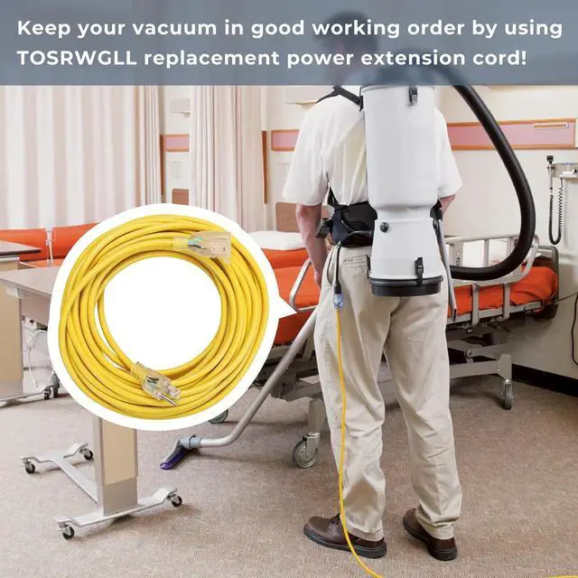 Alt view image 7 of 7 - 101678 Extension Cord Replacement for ProTeam Backpack Vacuum,50 ft 16 Gauge Yellow Power Cord Outdoor Use Fits 13A 125V 1625W Vacuum Parts