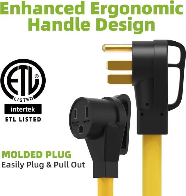 Alt view image 6 of 7 - 10FT 50 Amp Welder Extension Cord, 250V 4 Prong NEMA 14-50P Generator/RV Male Plug to 3 Prong 6-50R Welder Female Power Adapter Cord with Grip Handle, Heavy Duty ETL Listed STW 8/3 AWG Copper Wire