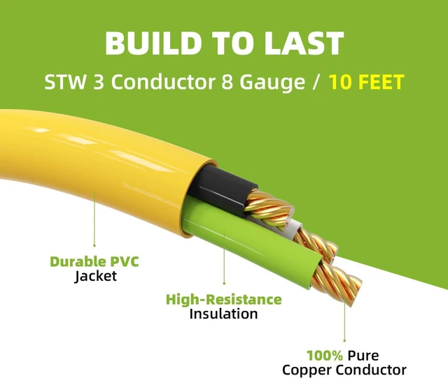 Alt view image 7 of 7 - 10FT 50 Amp Welder Extension Cord, 250V 4 Prong NEMA 14-50P Generator/RV Male Plug to 3 Prong 6-50R Welder Female Power Adapter Cord with Grip Handle, Heavy Duty ETL Listed STW 8/3 AWG Copper Wire