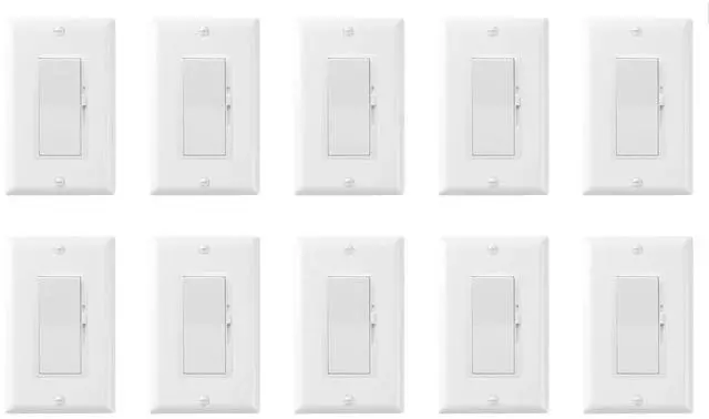 Main image of (Pack of 10 Piece) M0408 :M.T.C Canada LED Dimmer Switcj Single Pole or 3-Way dimmer Switch 150 watt LED 120VAC,Traic Dimming, White with Wall Plate Included CUL Certified