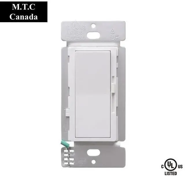 Alt view image 2 of 7 - (Pack of 10 Piece) M0408 :M.T.C Canada LED Dimmer Switcj Single Pole or 3-Way dimmer Switch 150 watt LED 120VAC,Traic Dimming, White with Wall Plate Included CUL Certified