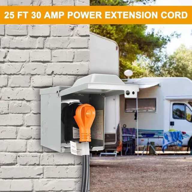 Alt view image 6 of 7 - 30 Amp RV Extension Cord 25 Feet Heavy Duty NEMA TT-30P to TT-30R, 10 Gauge 125 Volt, 3750 Watts, 30A Extention Cord ETL Listed for Camper, Caravan Van Trailer,ETL Listed