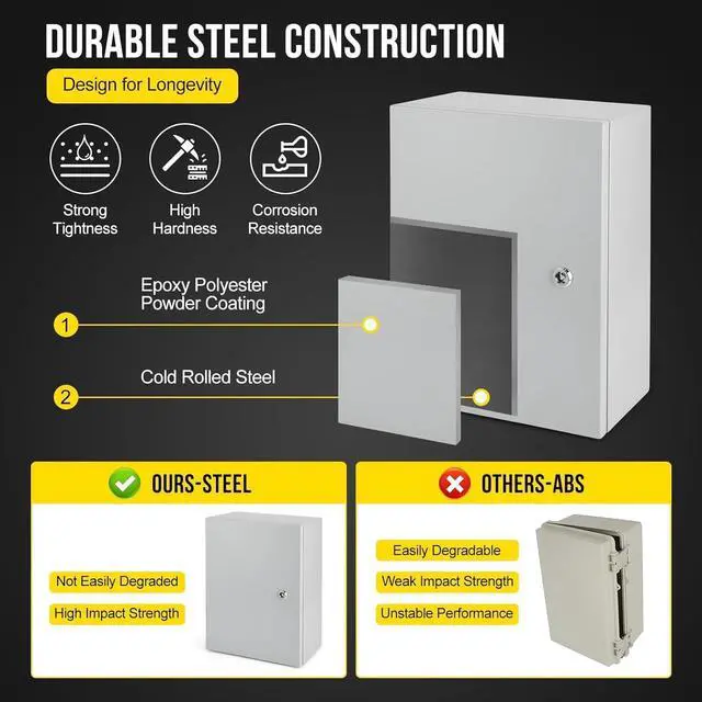 Alt view image 2 of 6 - Outdoor Electrical Box Waterproof, 16x12x6Inch Heavy Duty Power Enclosure with Lockable Lid, Weather Resistant Junction Box for Garden, Patio, Pool