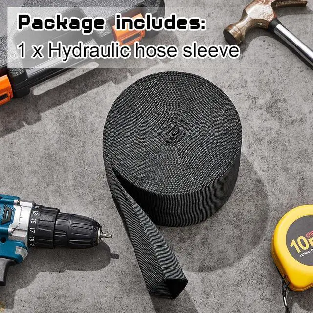 Alt view image 3 of 7 - Hanaive 26 ft Nylon Hydraulic Hose Protector Sleeve Tig Torch Cable Cover Black Protective Cover Hose Sheath Hydraulic Wrap Cutting Wire Sheath Sleeve Management Wrap for Cord Tig(2.5 Inch Id)