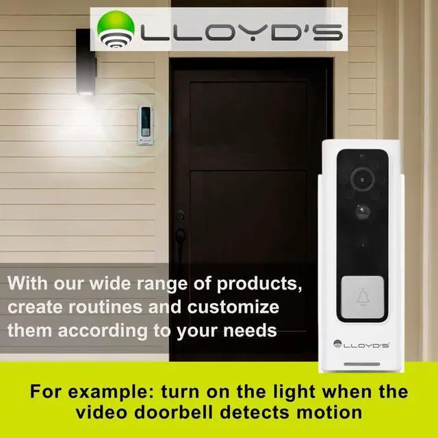 Alt view image 7 of 7 - Lloyd's Advanced Video Doorbell Camera Wireless Outdoor Security with Rechargeable Battery, 2-Way Audio, Full HD 1080P, Supports Night Vision & Cloud/Local Storage, Motion Alerts, No Hub Required