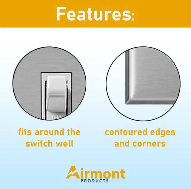 Alt view image 3 of 7 - (2 Pack) AP-10425, Stainless Steel Toggle Switch Wall Plate, 5 Gang Standard Size 4.50" x 10" Corrosion and Heat Resistant Unbreakable Metal, Silver Light Switch Cover Panel, Matching Screws