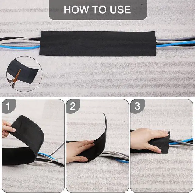 Alt view image 4 of 6 - Syhood Cord Cover Floor Cable Protector Carpet Wire Cover Floor Cable Management for Office Carpet Organized and Protect(4 Inch X 100 Feet,Black)