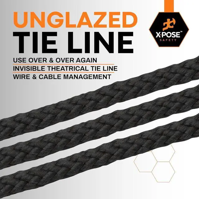 Alt view image 5 of 7 - Black Unglazed Trickline Rope - 600 ft x 1/8 inch Theatrical Tie Line Heavy Duty Spool, Cable Management and Wire Tie - for Theatre, Stage Decor, Rigging and Utility Applications