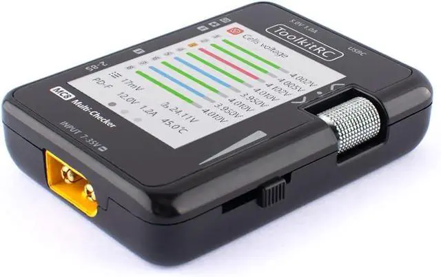 Main image of ToolkitRC MC8 Mini Size Cell Checker 32 Bit Battery Multi-Checker PWM Output PPM SBUS Readout for lipos ESC Servo Tester Tool Multi Tool with USB-C Fast Charging