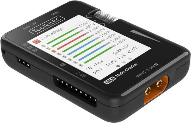 Alt view image 4 of 7 - ToolkitRC MC8 Mini Size Cell Checker 32 Bit Battery Multi-Checker PWM Output PPM SBUS Readout for lipos ESC Servo Tester Tool Multi Tool with USB-C Fast Charging