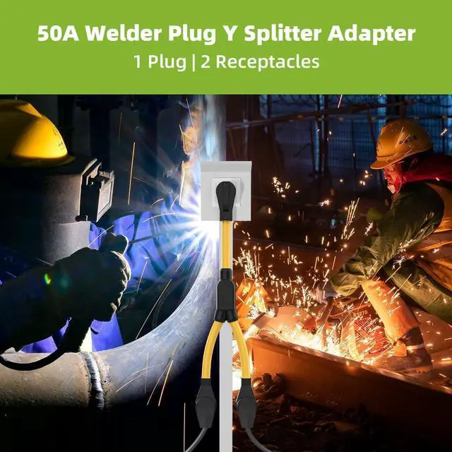 Alt view image 2 of 7 - 50 Amp Welder Y Splitter Adapter, NEMA 6-50P to Dual 6-50R, Heavy Duty 250V Splitter Cord for Welding Equipment, ETL Certified